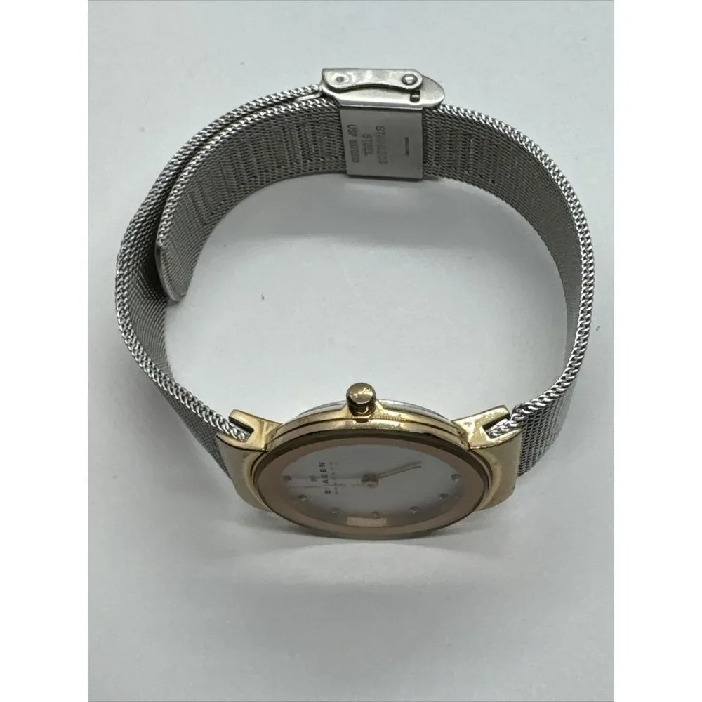 Skagen Freja 358SRSC Women's Two-Tone Steel Mesh Analog Dial Wrist Watch JNA939